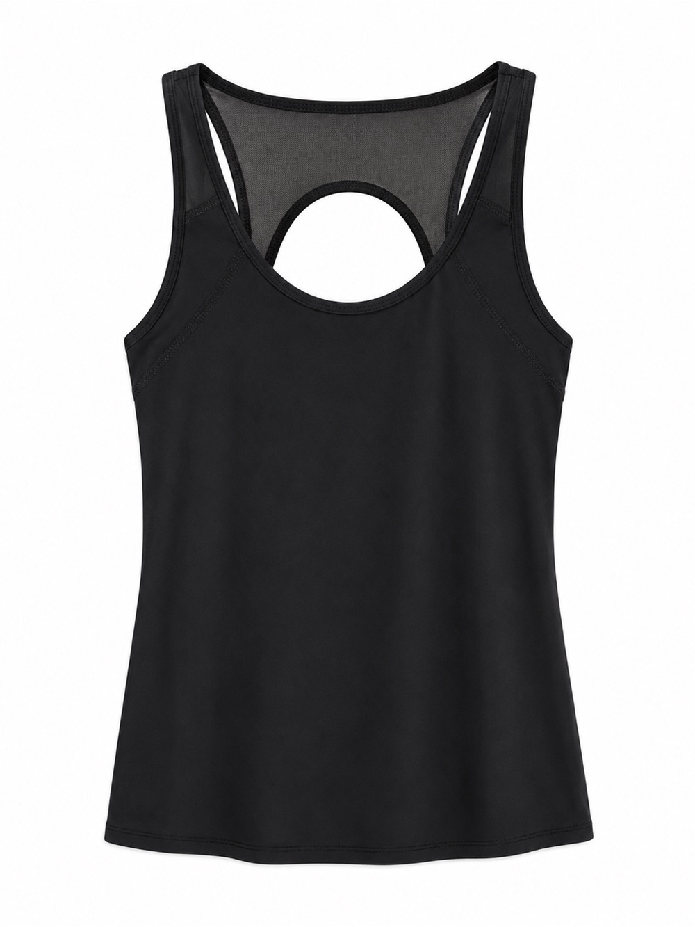 Fabletics Black Mesh Panel Built In Bra Running Tank Top S